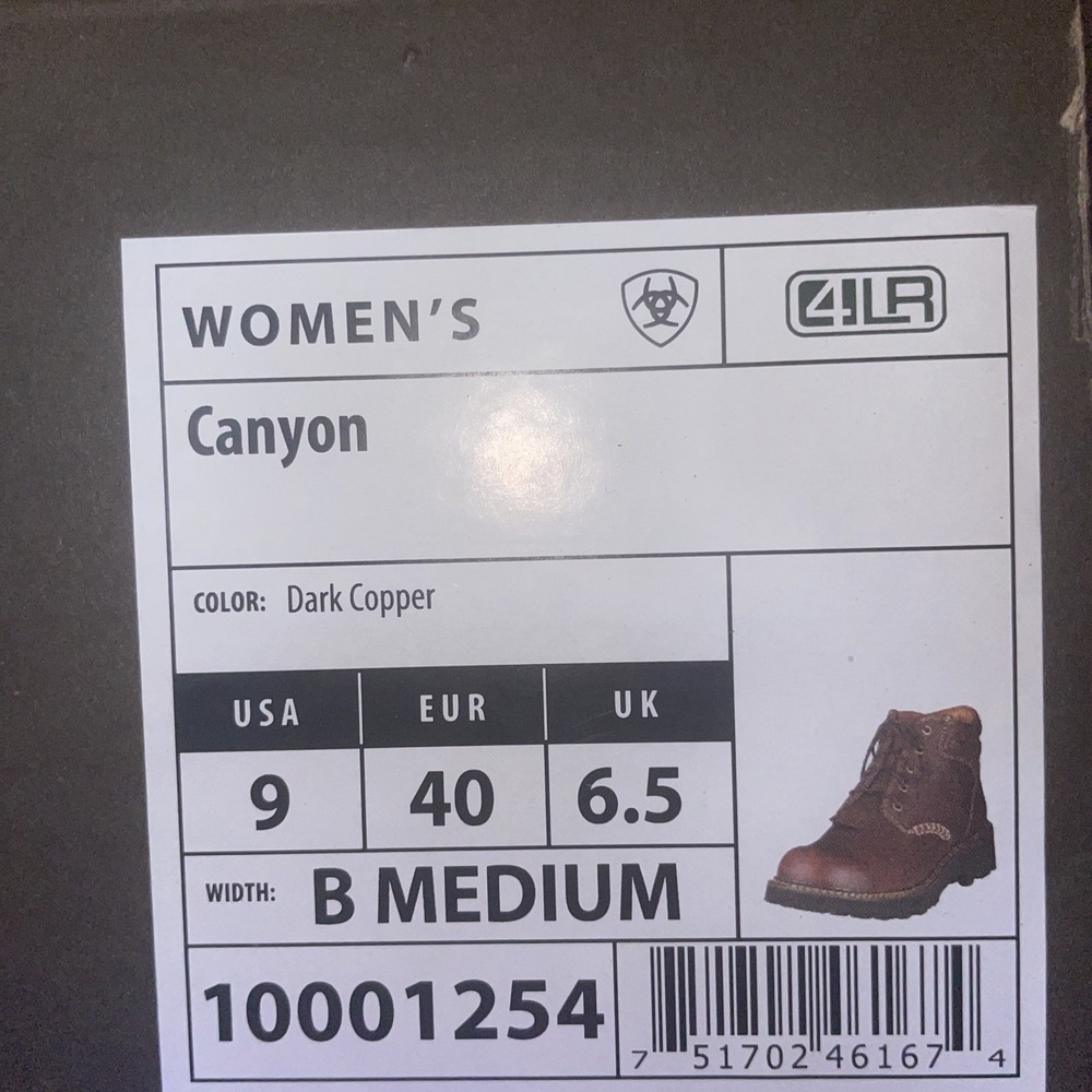 ARIAT Canyon Ankle Boots Womens Size 9B Dark Copper Western Work Hiking Cowgirl - Picture 6 of 6